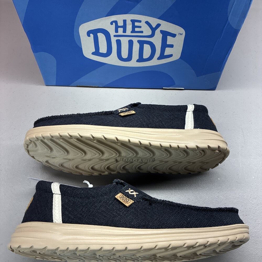 Hey Dude Mikka Jute Canvas Slip-On Shoes Black/Beige Men's US 9 43640-0ND